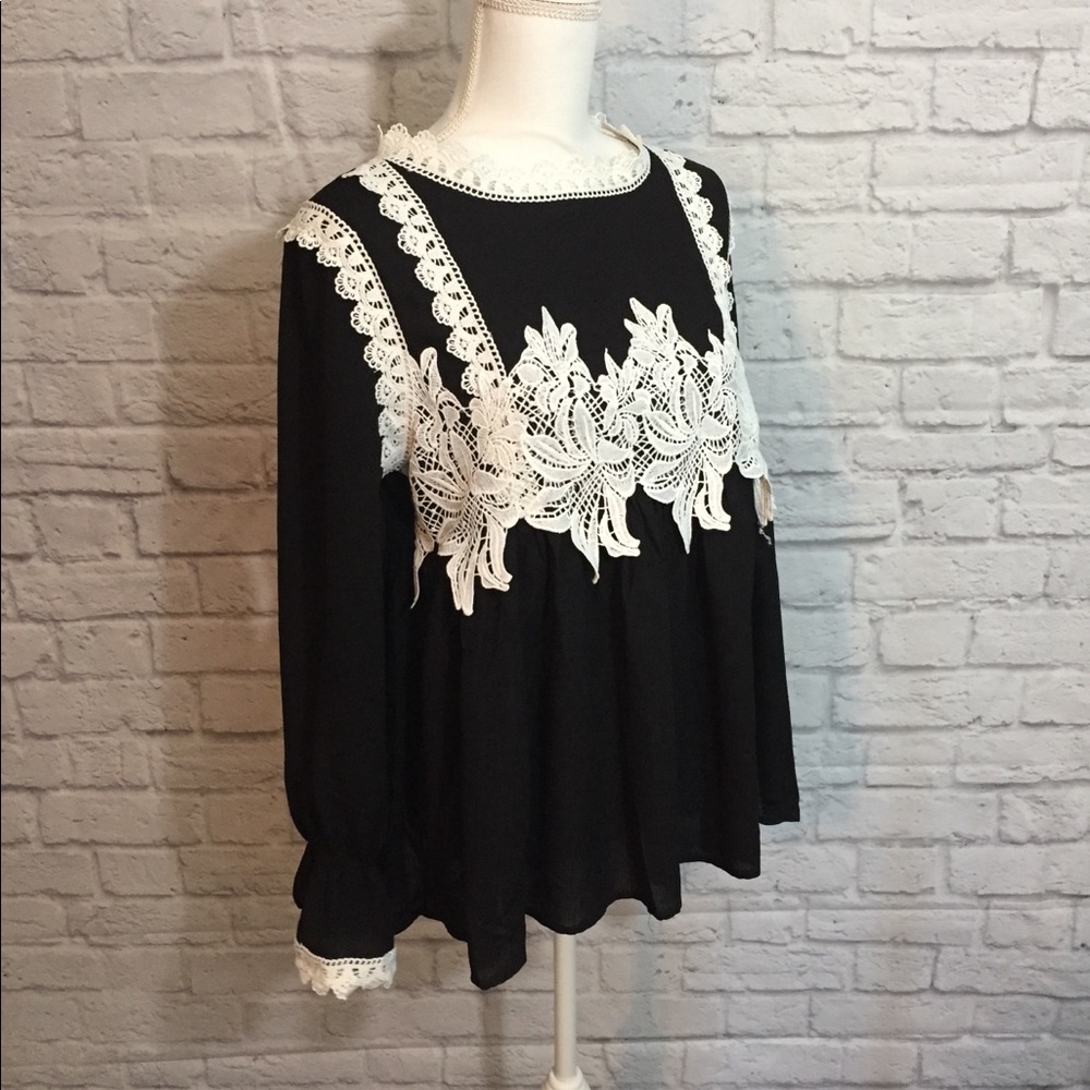 Black embroidered top